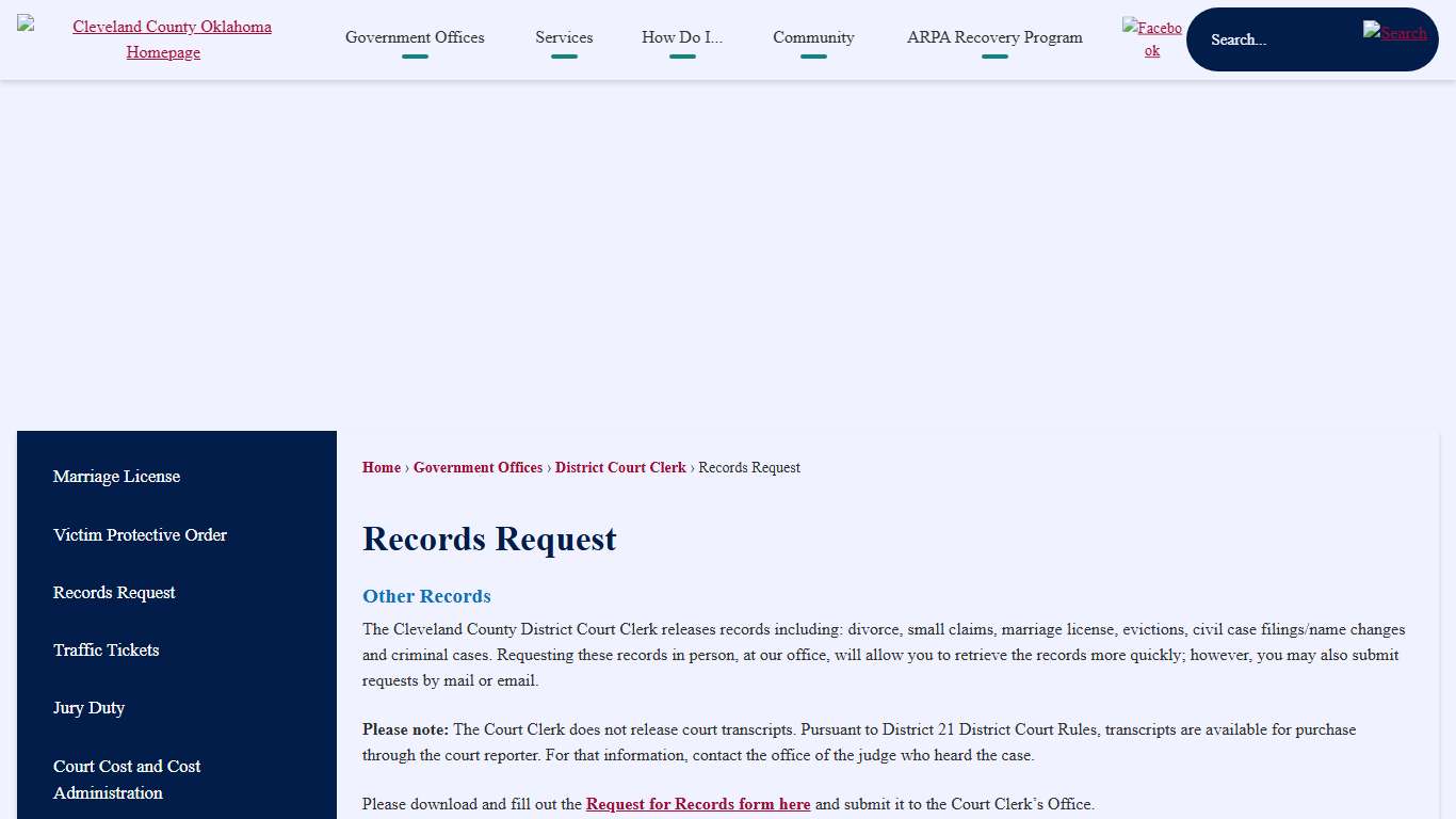 Records Request | Cleveland County, OK - Official Website