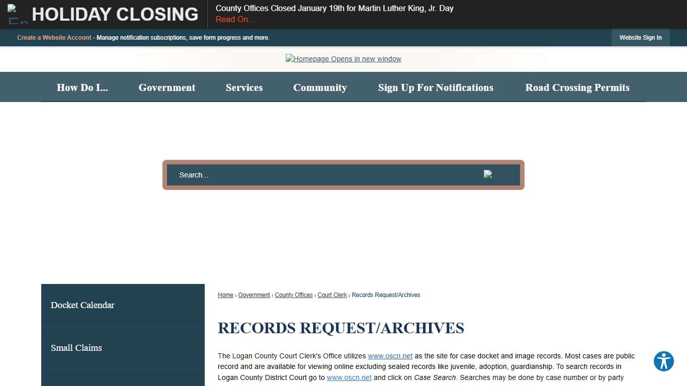 Records Request/Archives | Logan County, OK