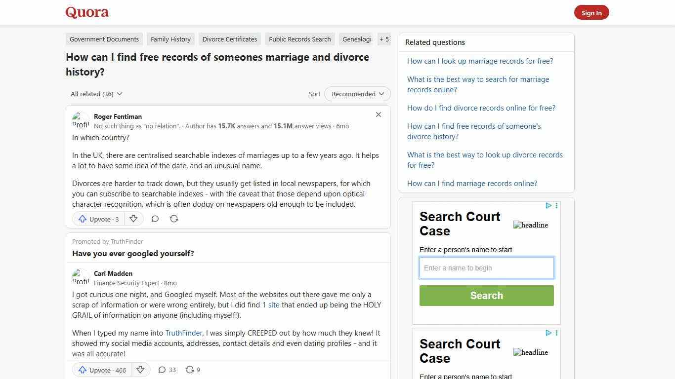 How to find free records of someones marriage and divorce history - Quora