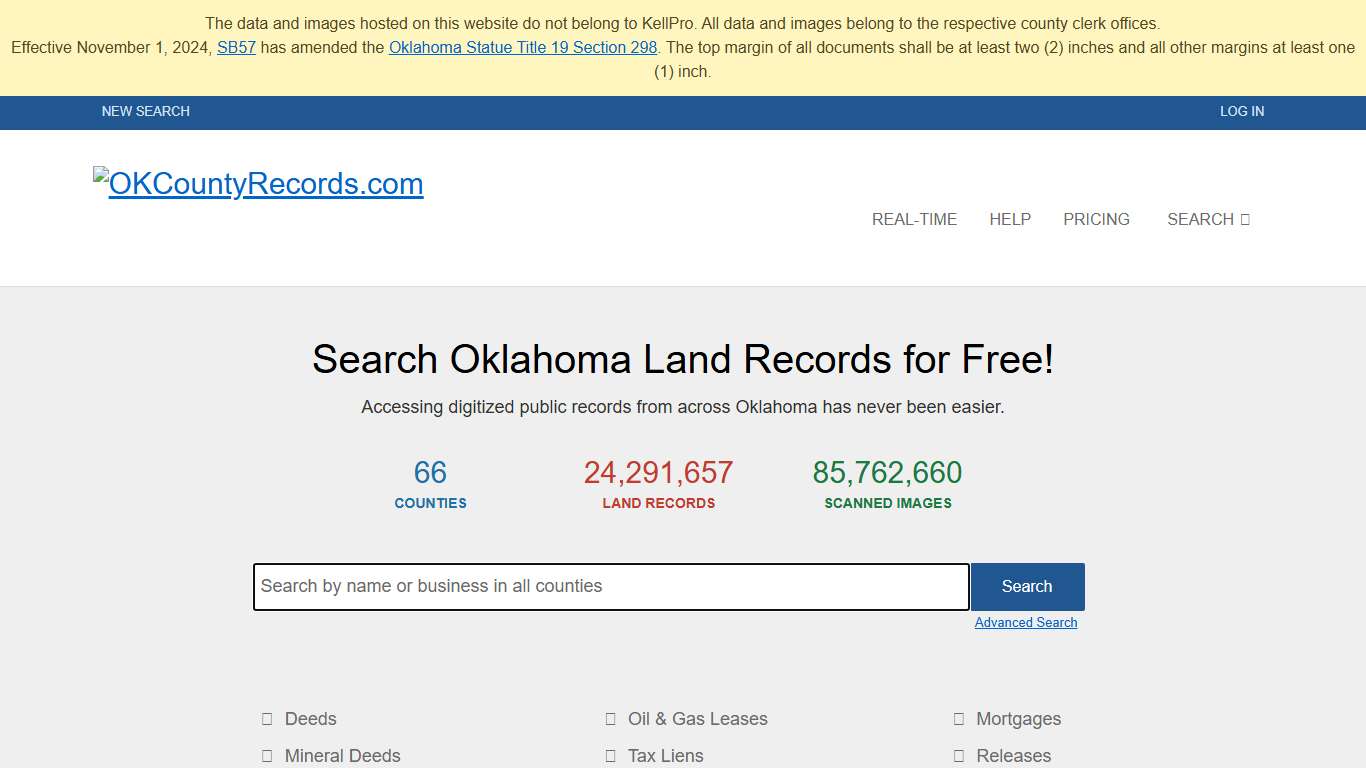 OKCountyRecords.com | County Clerk Public Land Records for Oklahoma
