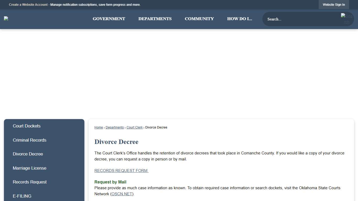 Divorce Decree | Comanche County, OK